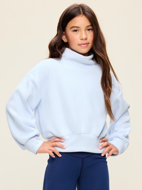 Long-Sleeve Mock-Neck Microfleece Top for Girls