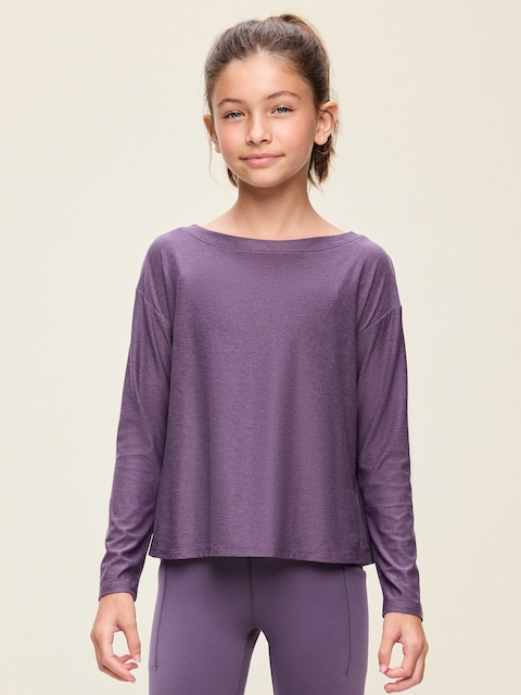 CloudMotion Long-Sleeve Cross-Back Top for Girls