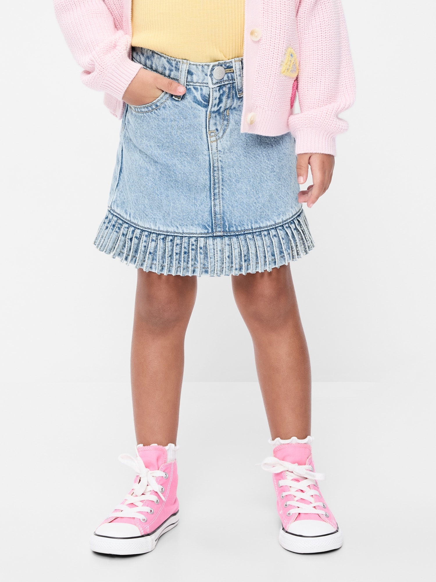 High-Waisted Fringed-Hem Jean Skirt for Toddler Girls