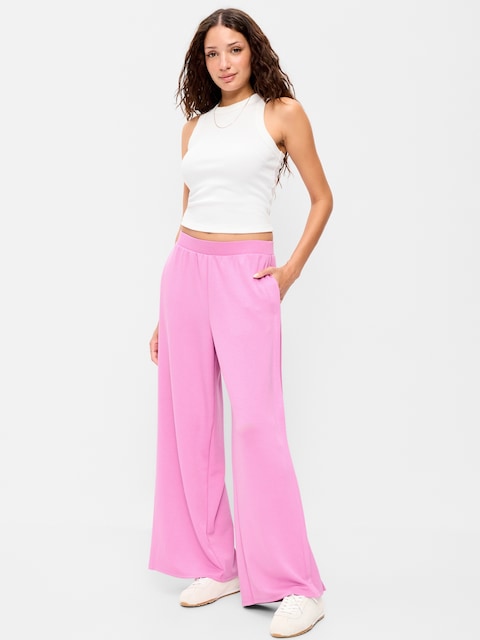 High-Waisted Bounce Lite Drapey Wide-Leg Pleated Pants