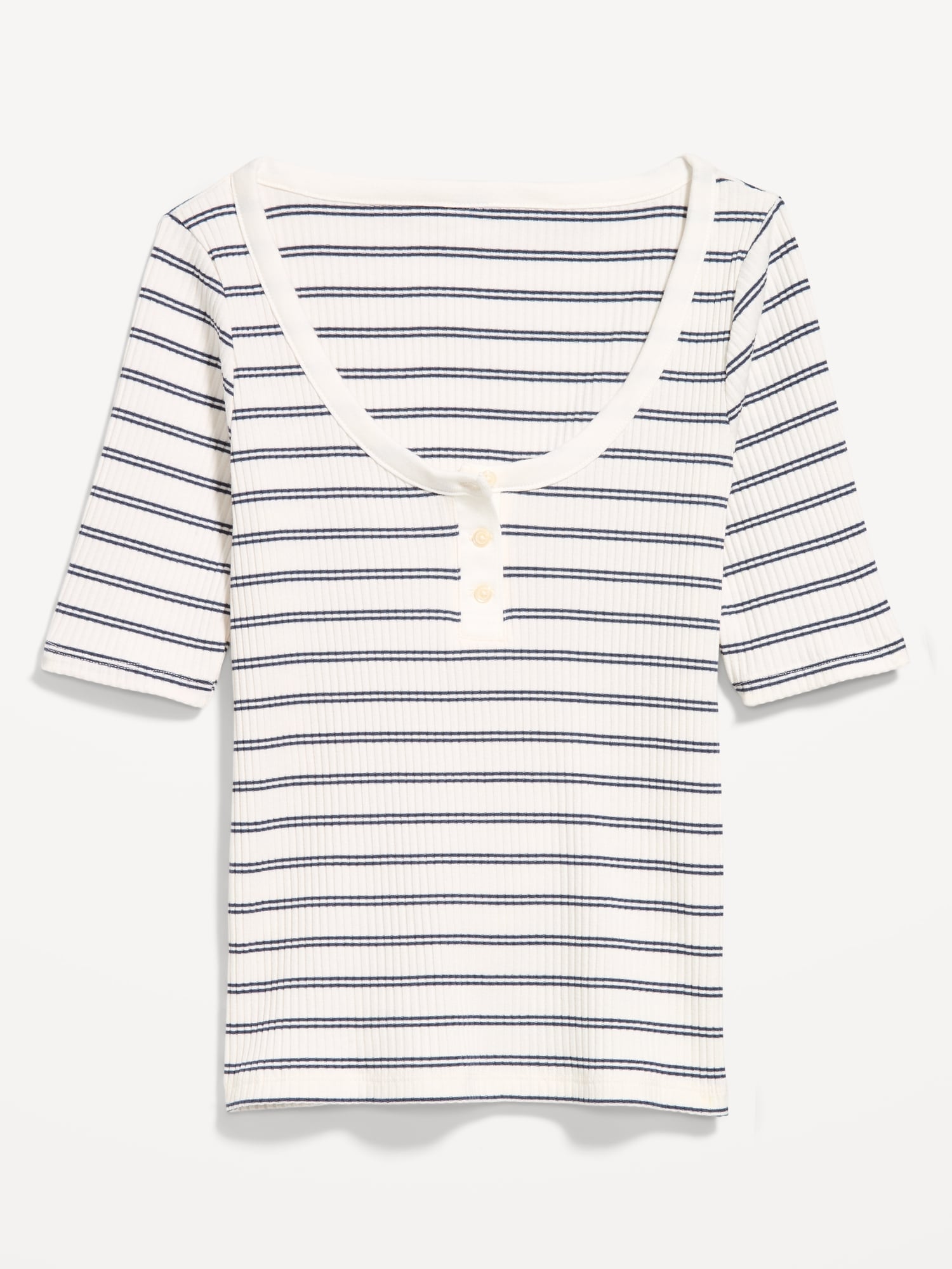 Fitted Scoop-Neck Henley T-Shirt