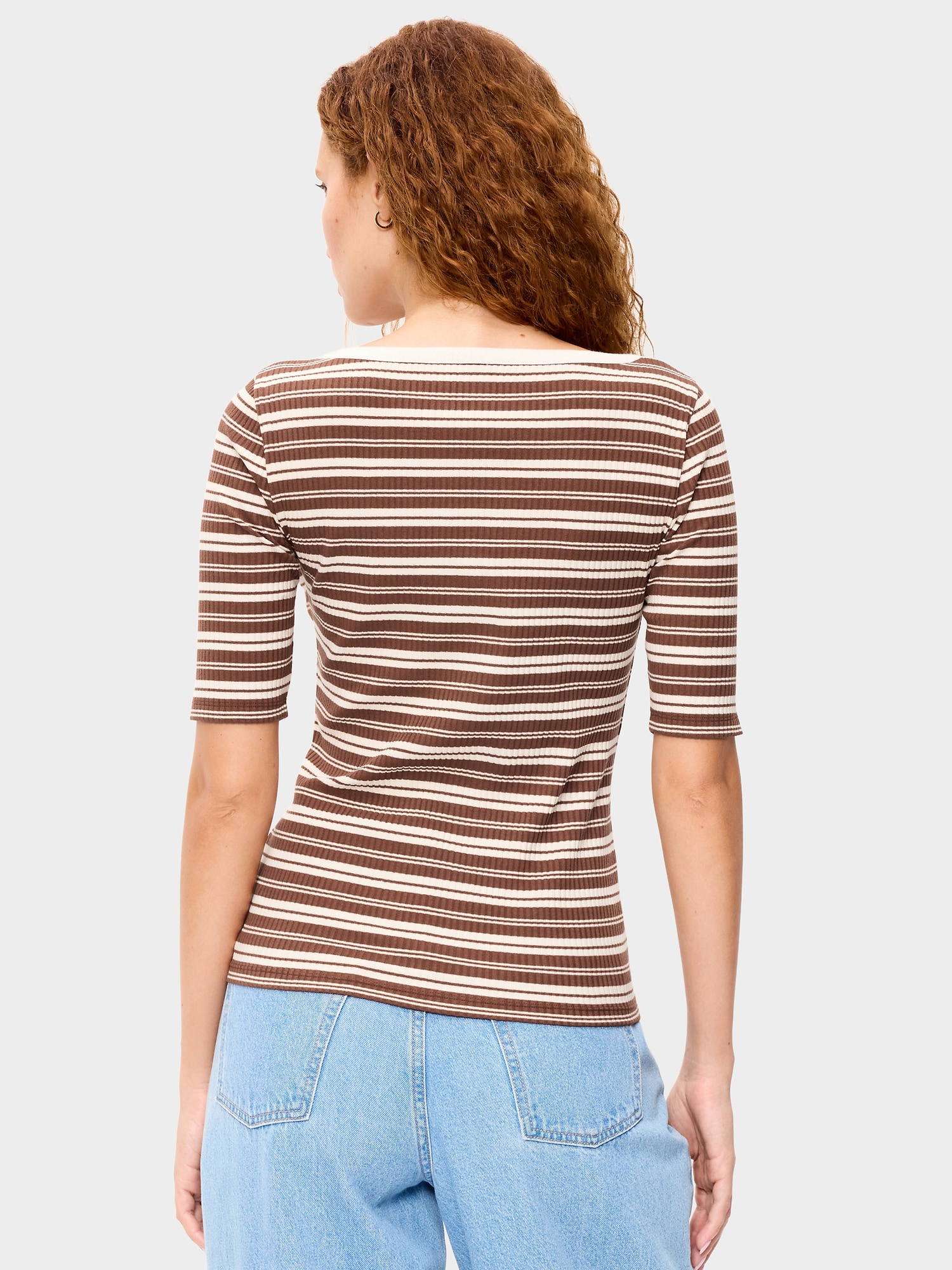Scoop-Neck Fitted Henley Top