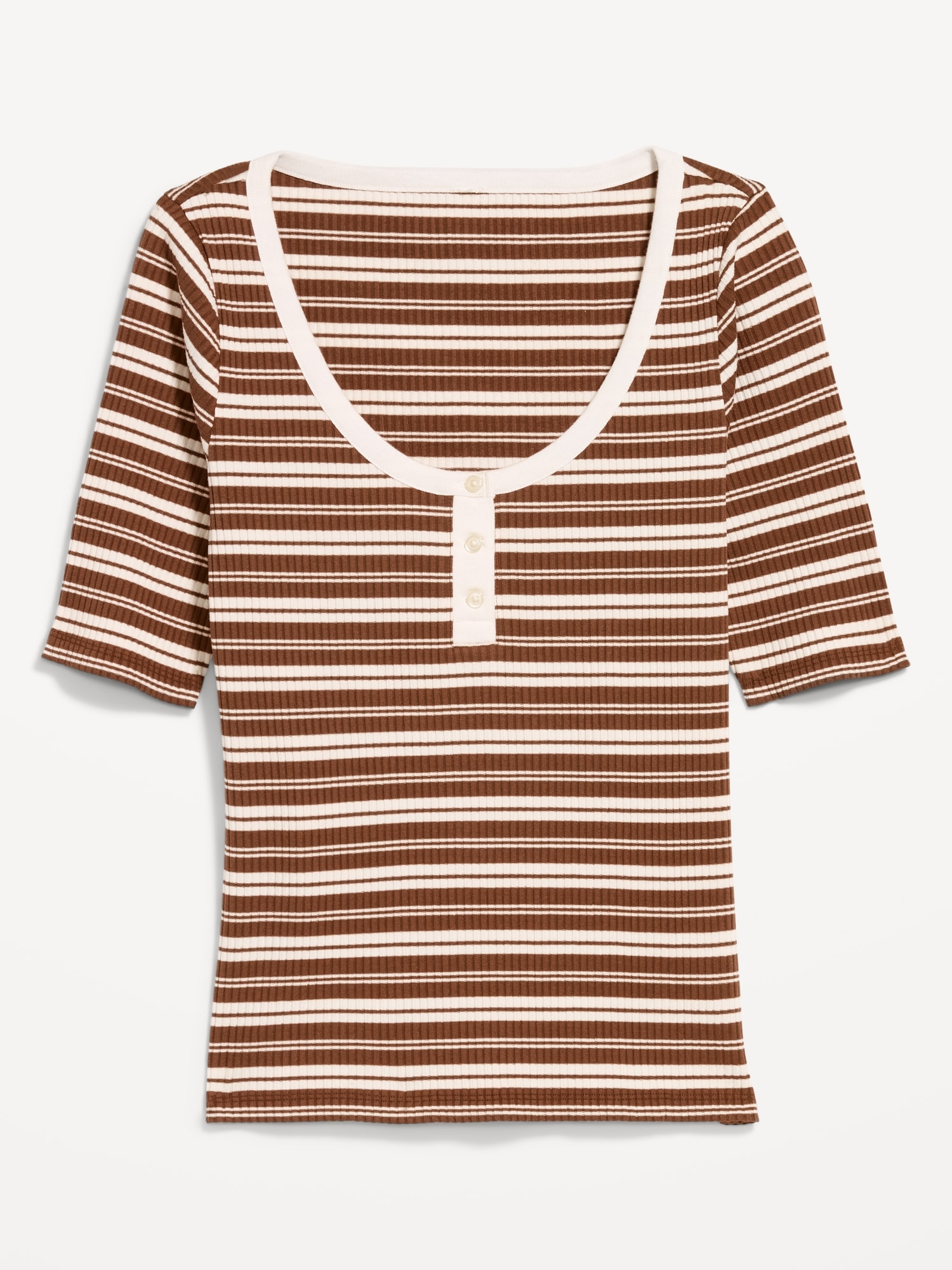 Scoop-Neck Fitted Henley Top