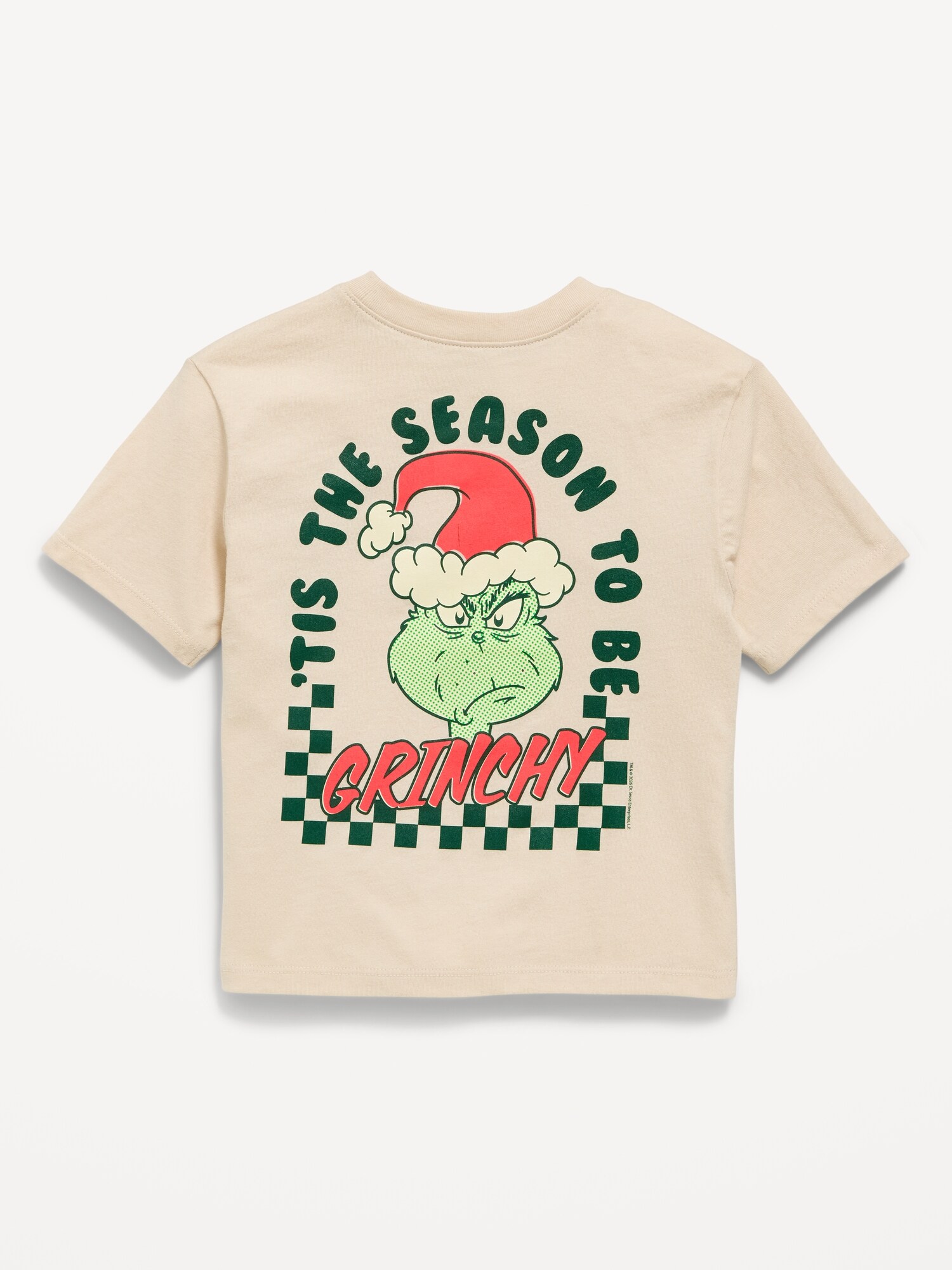 Детская футболка Old Navy Dr. Seuss Grinch оверсайз унисекс с принтом для малышей, цвет: Костяной — фото 2