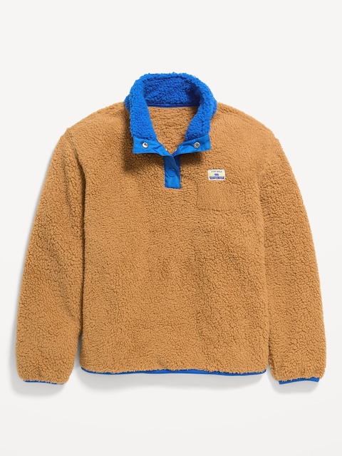 Cozy Sherpa Mock-Neck Pullover for Boys