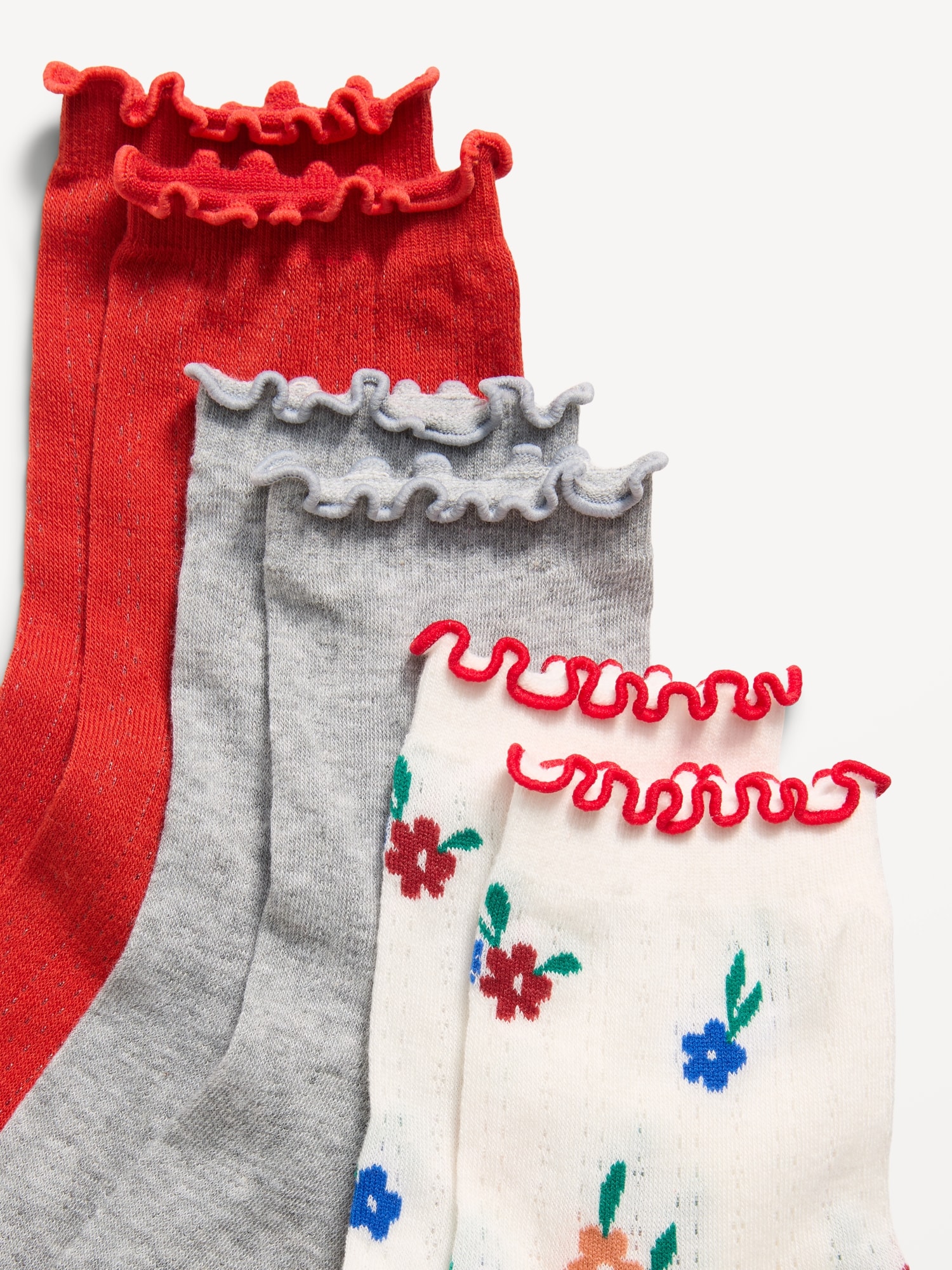 Ruffled Crew Sock 3-Pack for Women