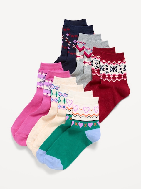 Novelty Quarter Crew Socks 6-Pack for Women