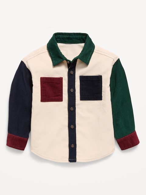 Long-Sleeve Corduroy Color-Block Shirt for Toddler Boys
