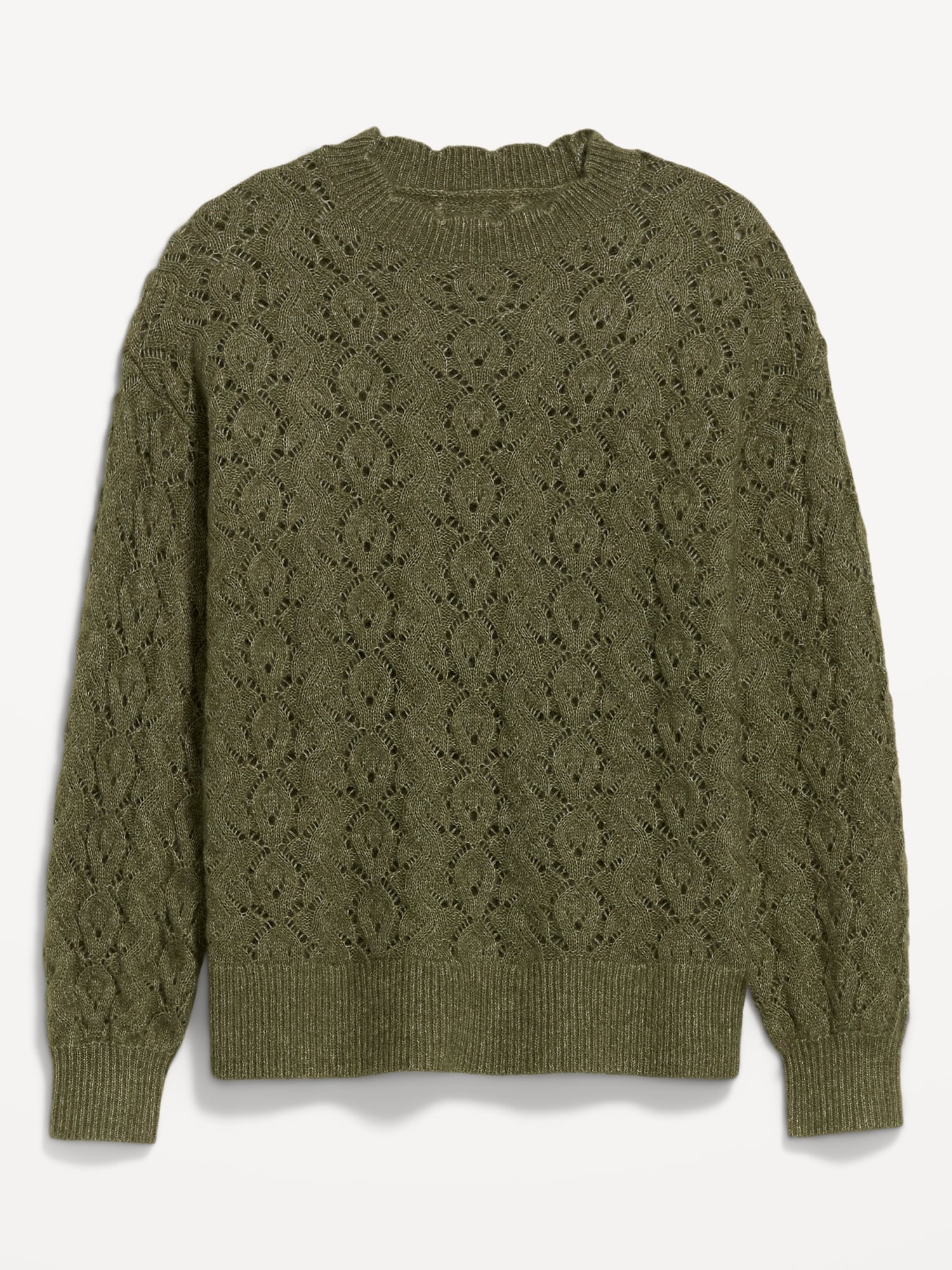 Pointelle Crew-Neck Tunic Sweater