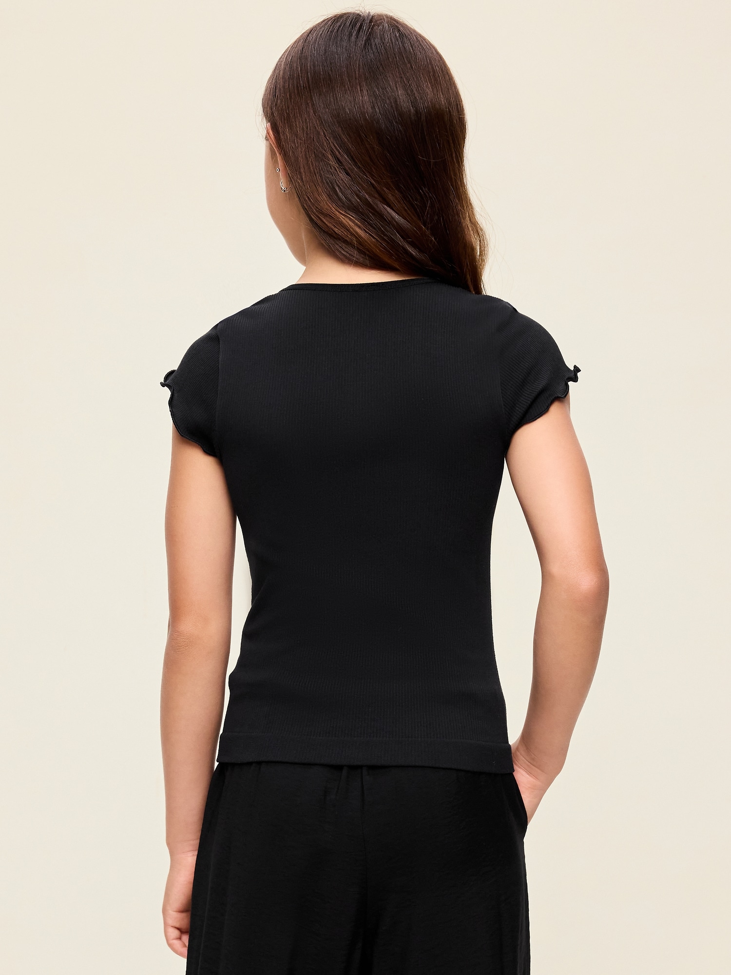Fitted Seamless Ribbed Performance Top for Girls