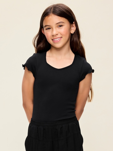 Fitted Seamless Ribbed Performance Top for Girls