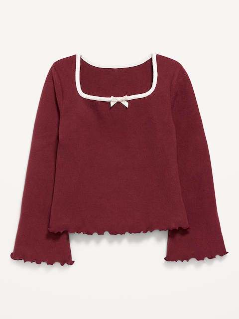 CozePlush Waffle Knit Square-Neck Top for Girls