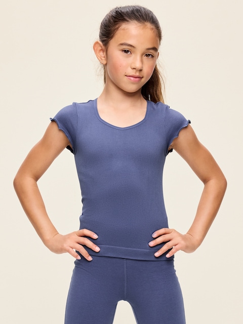 Fitted Seamless Ribbed Performance Top for Girls