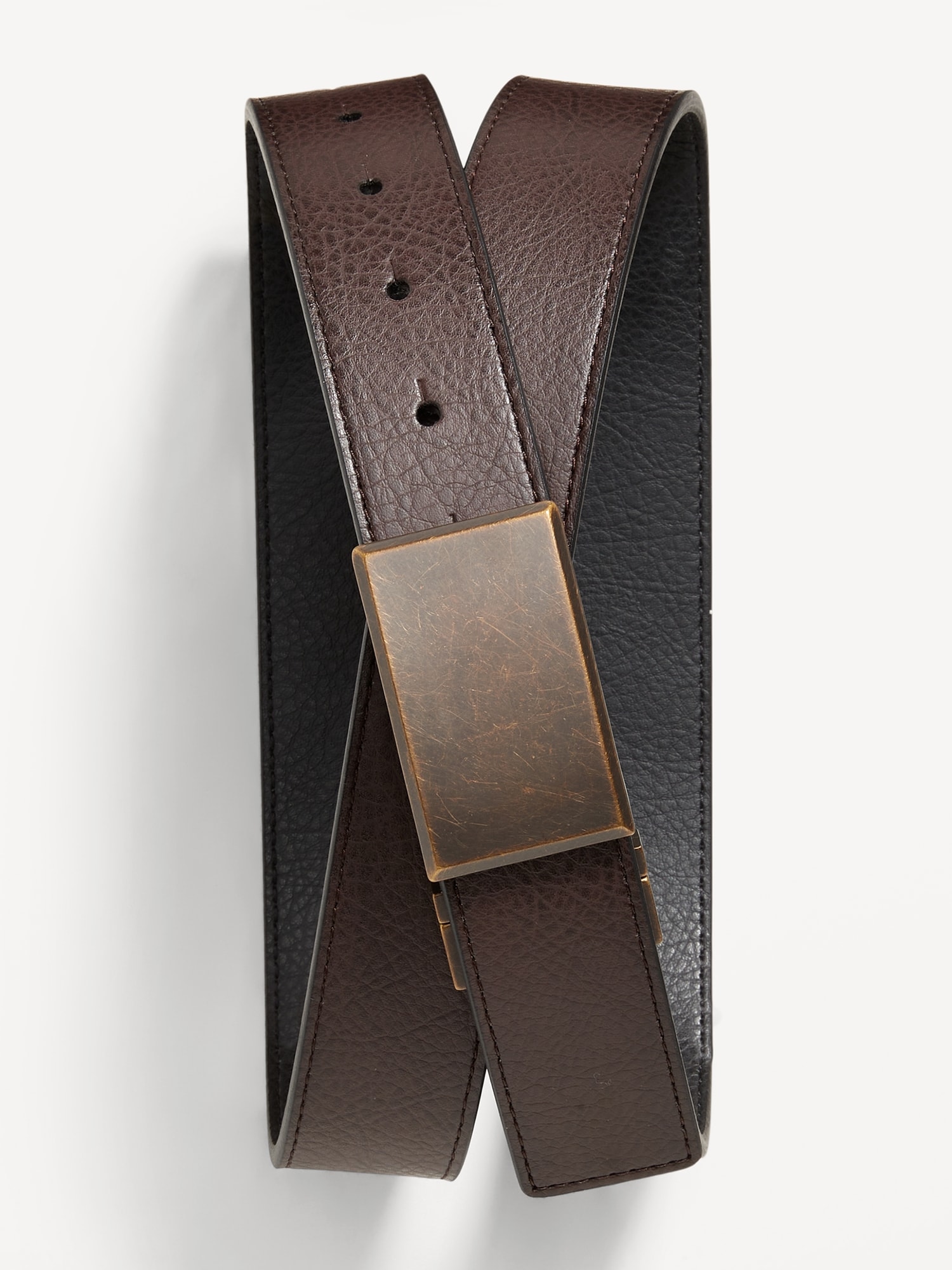 Faux-Leather Reversible Ratchet Belt