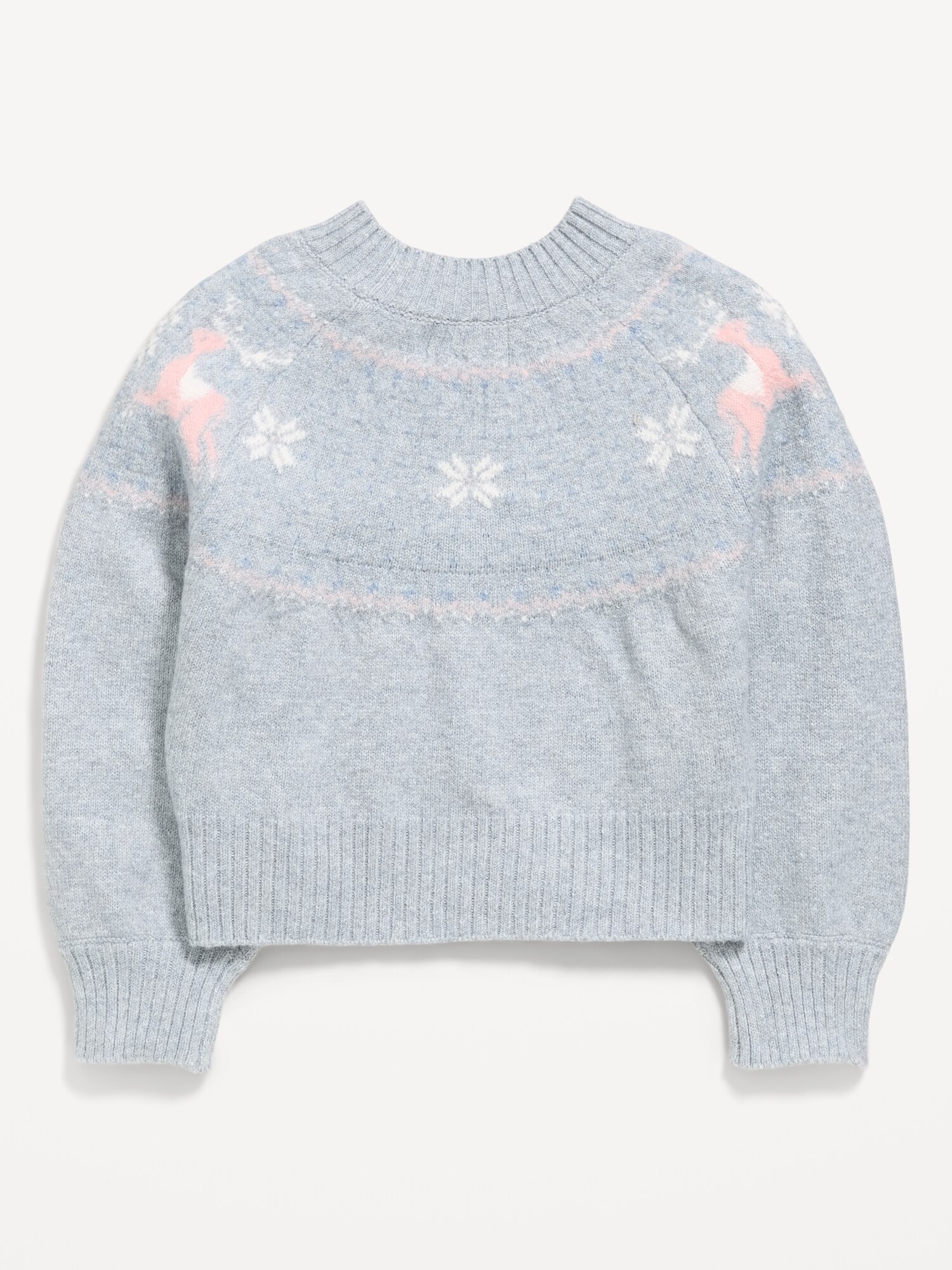Свитер Old Navy SoSoft Long-Sleeve Fair Isle Sweater для девочек, цвет: Меланжевый серый — фото 3