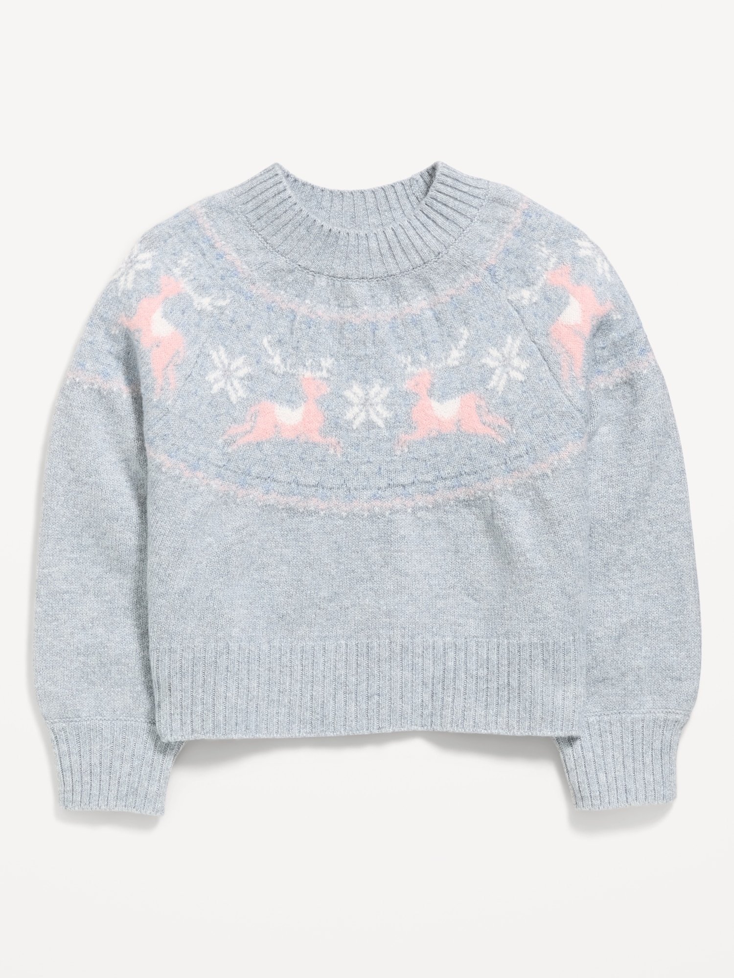 Свитер Old Navy SoSoft Long-Sleeve Fair Isle Sweater для девочек, цвет: Меланжевый серый — фото 2