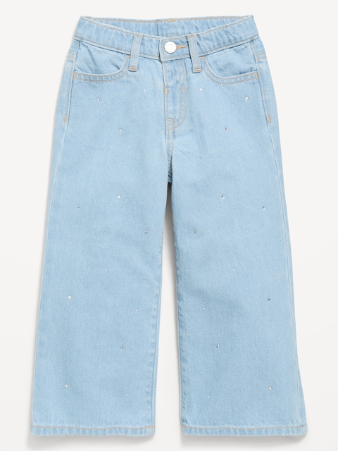 Super Baggy Rhinestone Wide-Leg Jeans for Toddler Girls