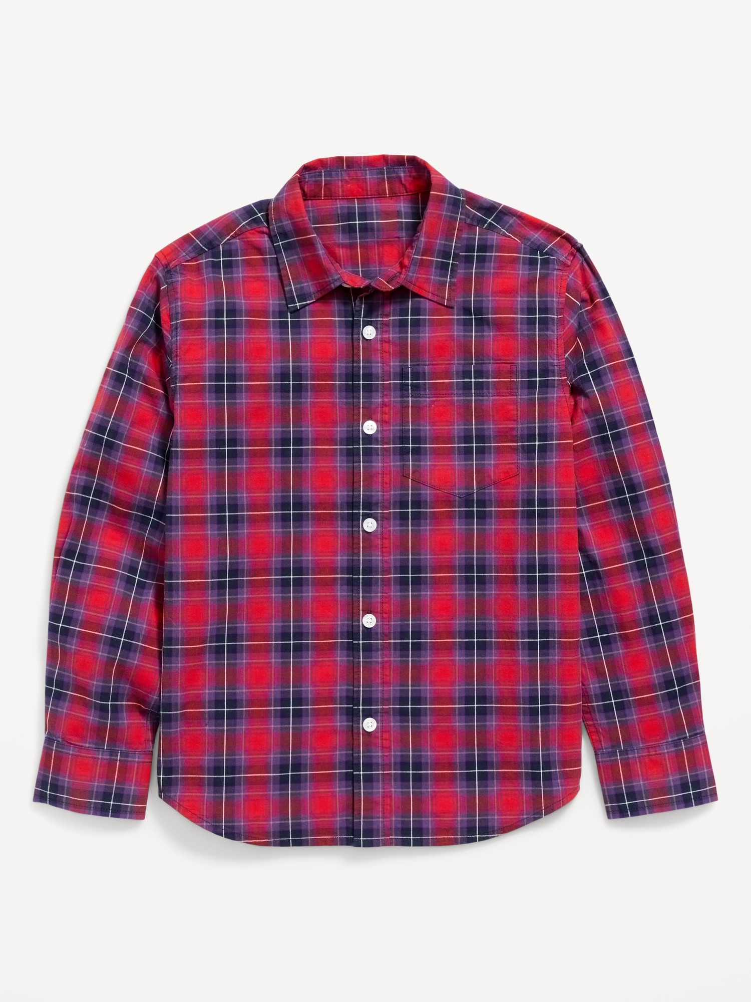 Рубашка Old Navy Long-Sleeve Plaid Poplin Shirt для мальчиков, цвет: Красный — фото 2