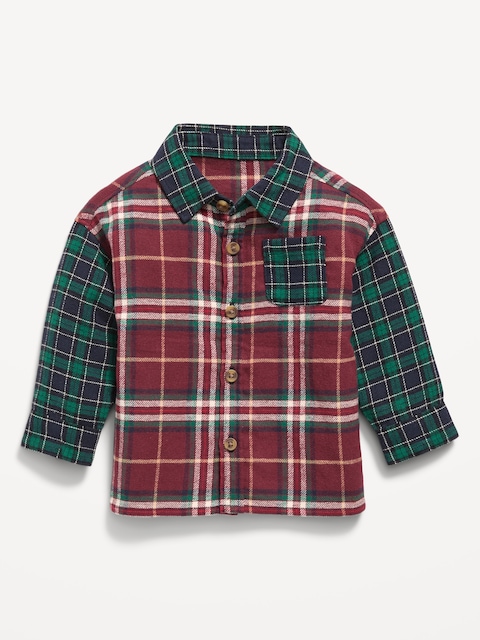Long-Sleeve Plaid Flannel Shirt for Baby