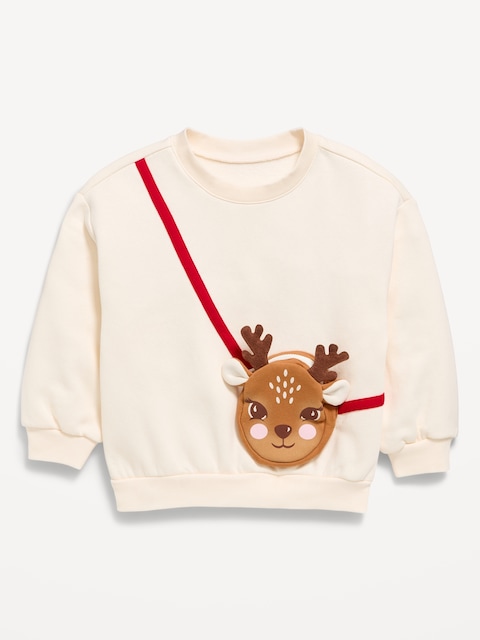 Oversized Sweatshirt with Built-In Purse for Toddler Girls