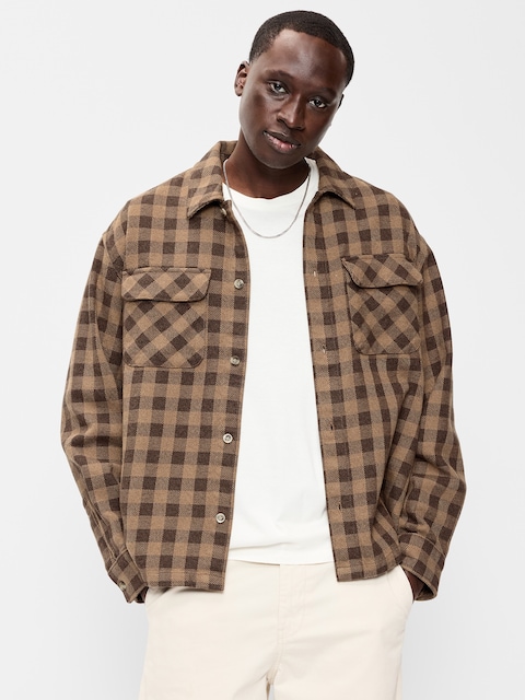 Long-Sleeve Heavyweight Plaid Flannel Pocket Shirt