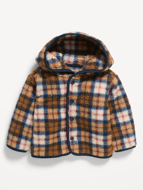Hooded Plaid Sherpa Jacket for Baby