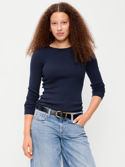 SoSoft Lite Crew-Neck Long-Sleeve Ribbed Top