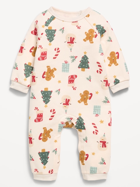 Printed Long-Sleeve Fleece One-Piece for Baby