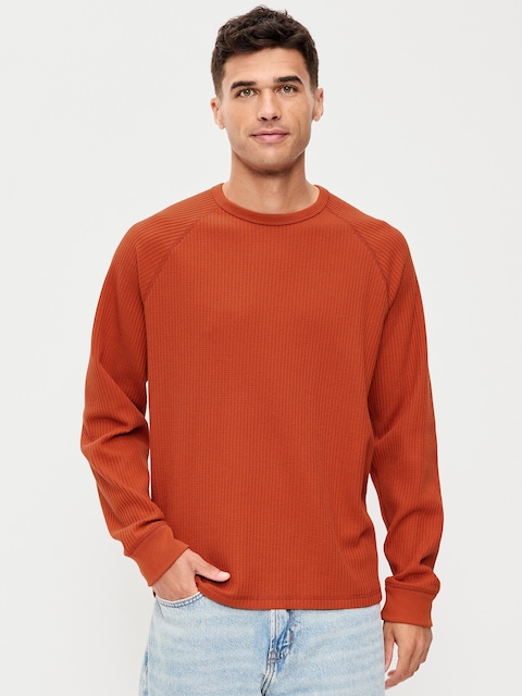 Long-Sleeve Waffle Knit T-Shirt