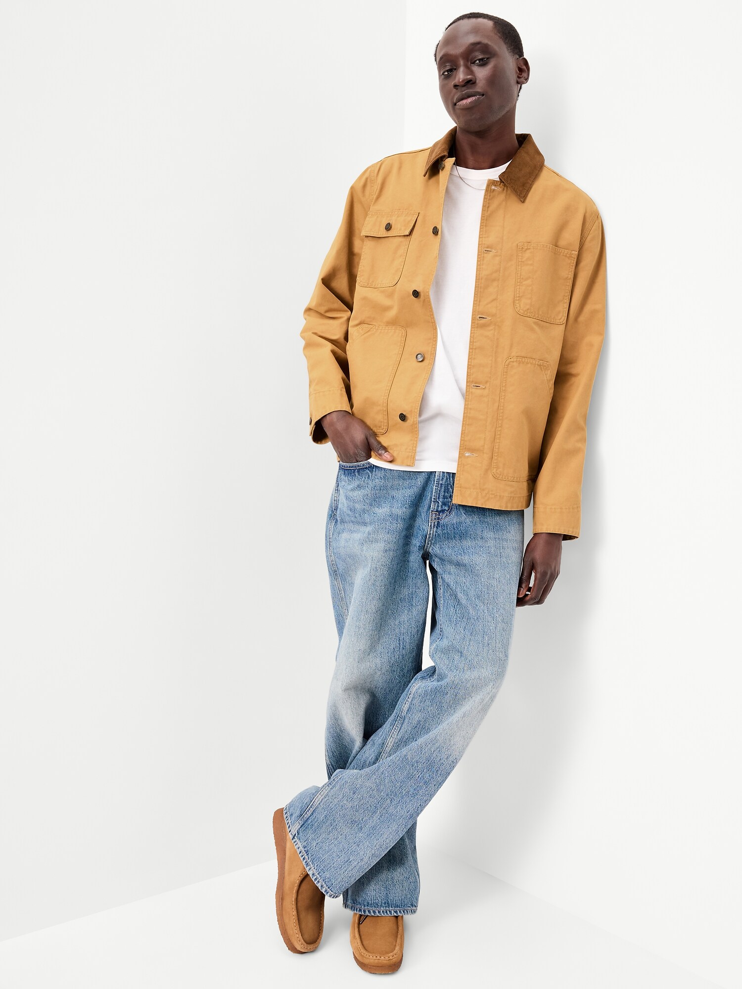 Мужская куртка Old Navy Loose Canvas Workwear, цвет: Honeyed Acorn — фото 3
