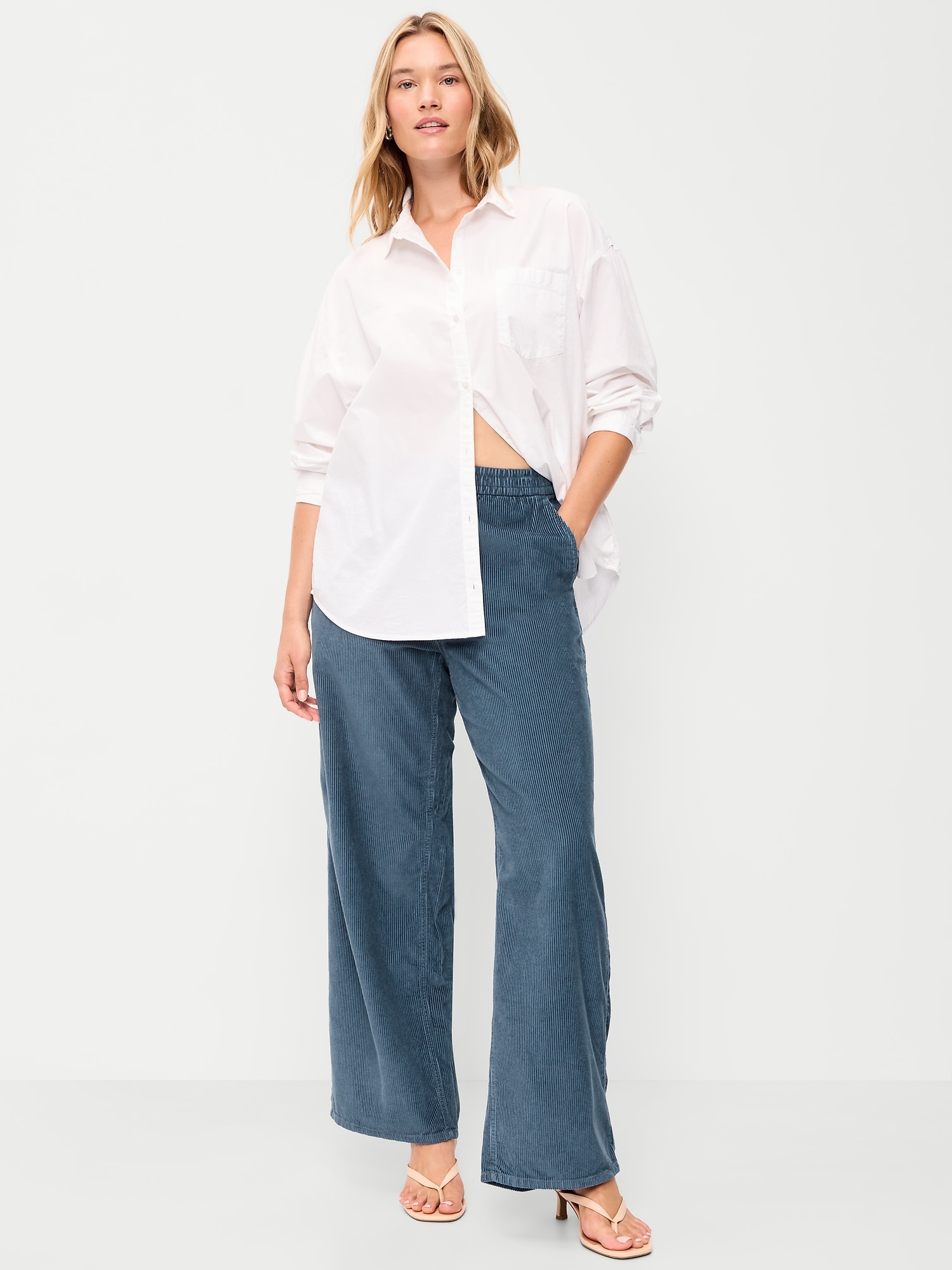 High-Waisted Baggy Wide-Leg Corduroy Pants
