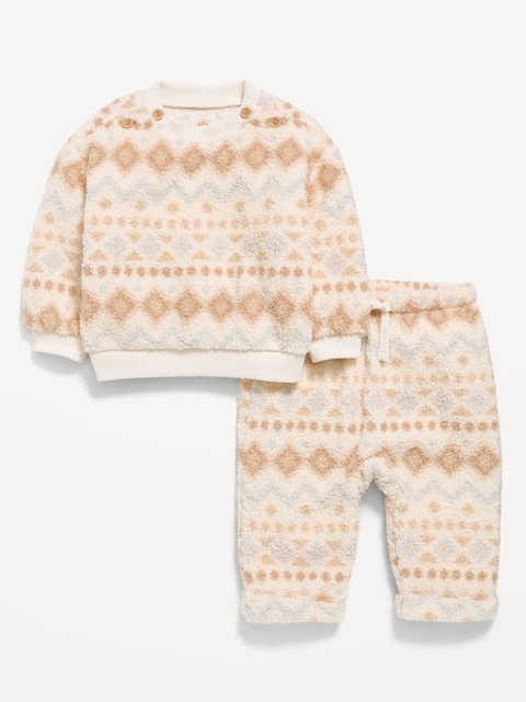 Printed Sherpa Sweatshirt and Sweatpants Set for Baby