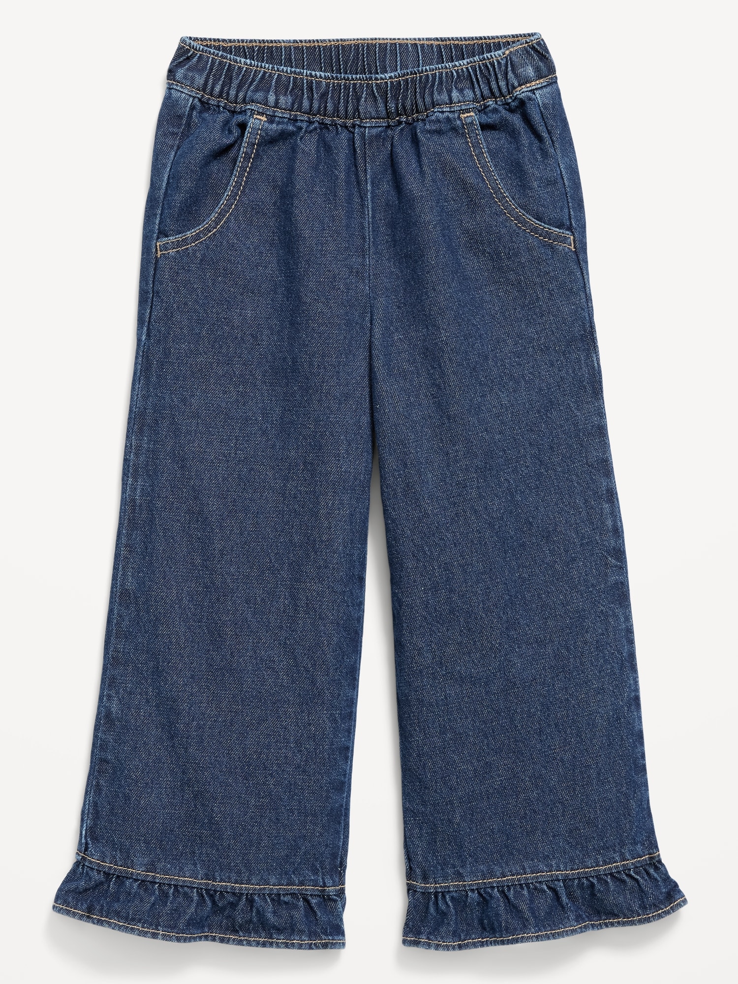 Pull-On Wide-Leg Ruffled Jeans for Toddler Girls