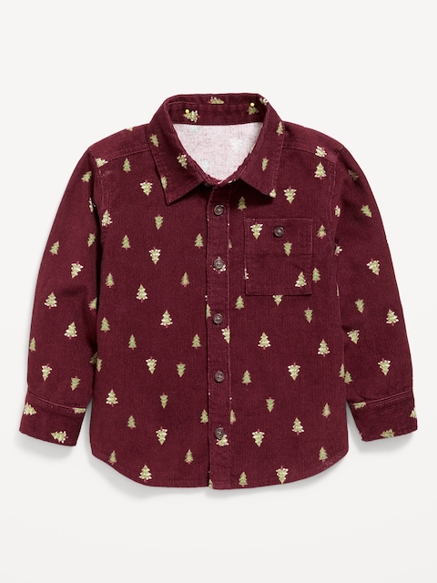 Printed Long-Sleeve Corduroy Shirt for Toddler Boys