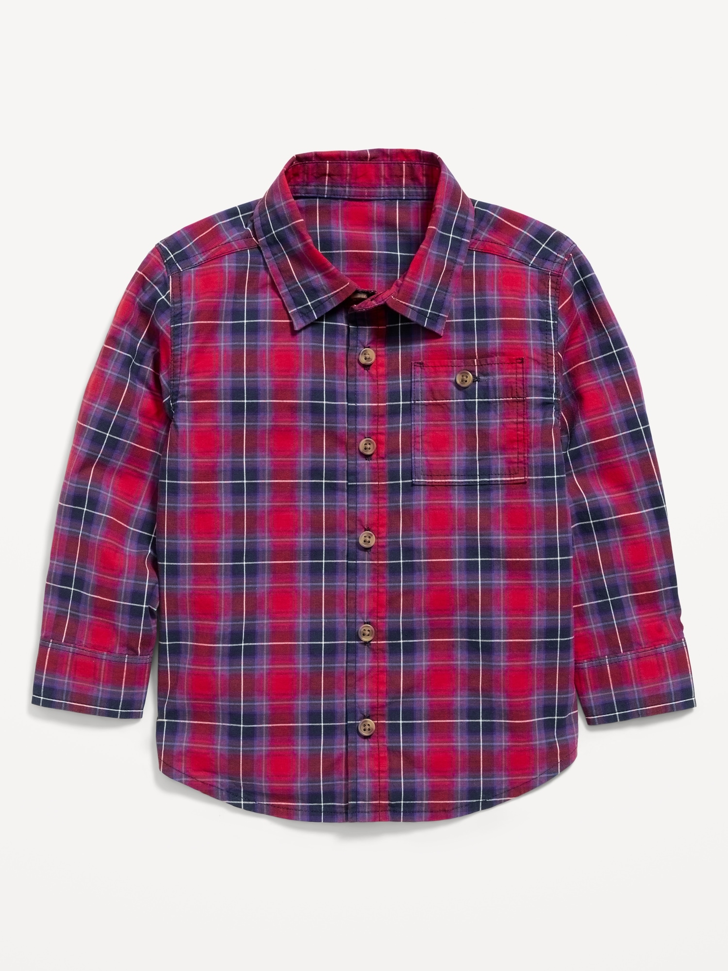 Long-Sleeve Plaid Poplin Shirt for Toddler Boys