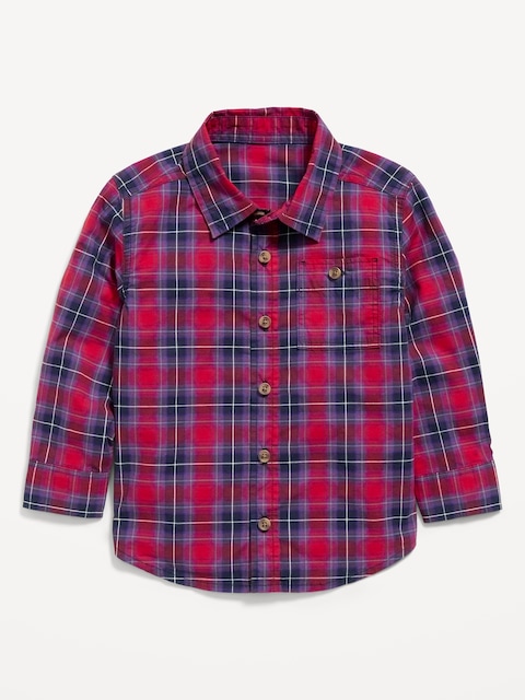 Long-Sleeve Plaid Poplin Shirt for Toddler Boys