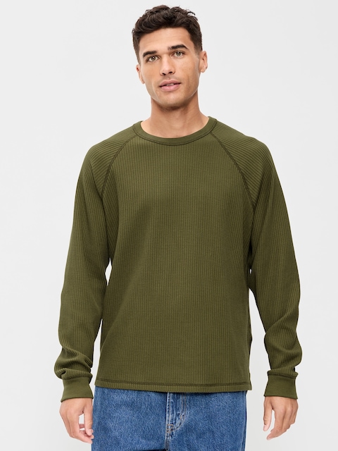 Long-Sleeve Waffle Knit T-Shirt