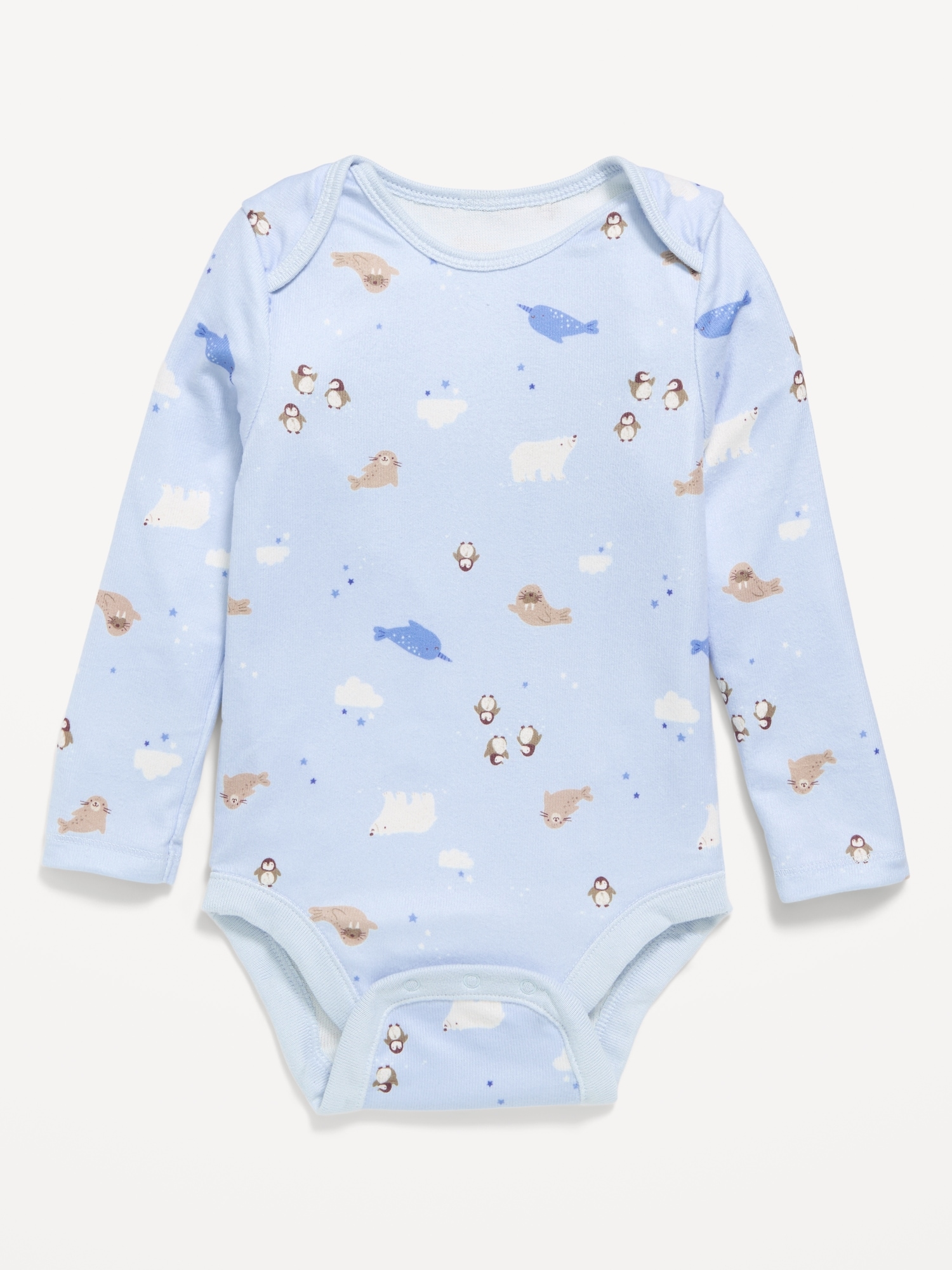 SoftMode Printed Long-Sleeve Ribbed Bodysuit for Baby