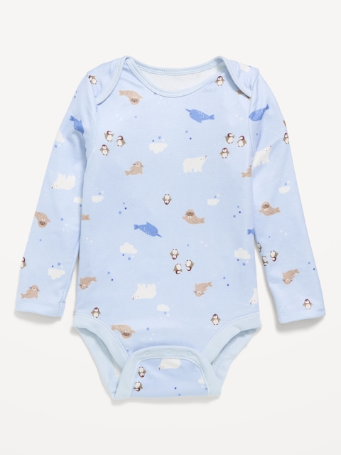 SoftMode Printed Long-Sleeve Ribbed Bodysuit for Baby