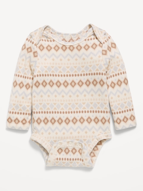 SoftMode Printed Long-Sleeve Ribbed Bodysuit for Baby