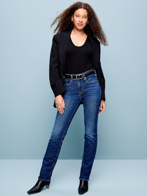 Mid-Rise Straight Leg Jeans