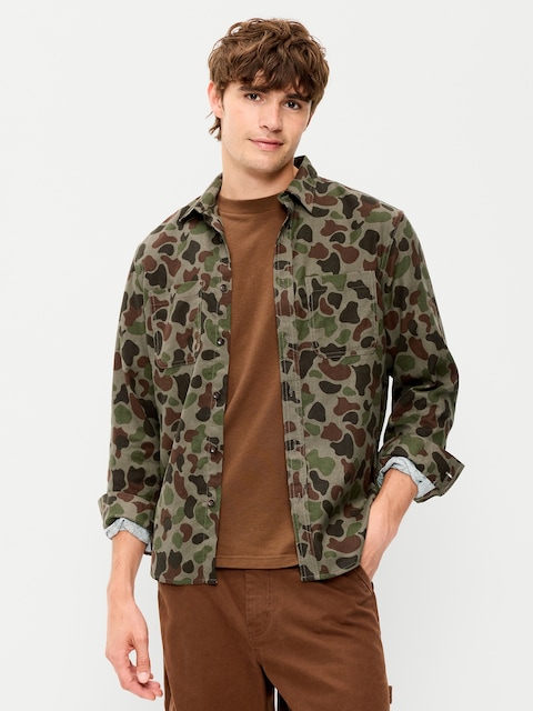 Relaxed Long-Sleeve Flannel Pocket Shirt