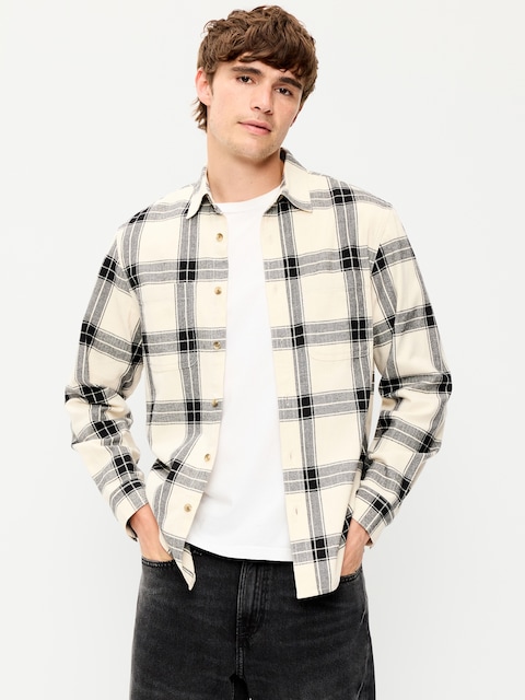 Relaxed Long-Sleeve Flannel Pocket Shirt