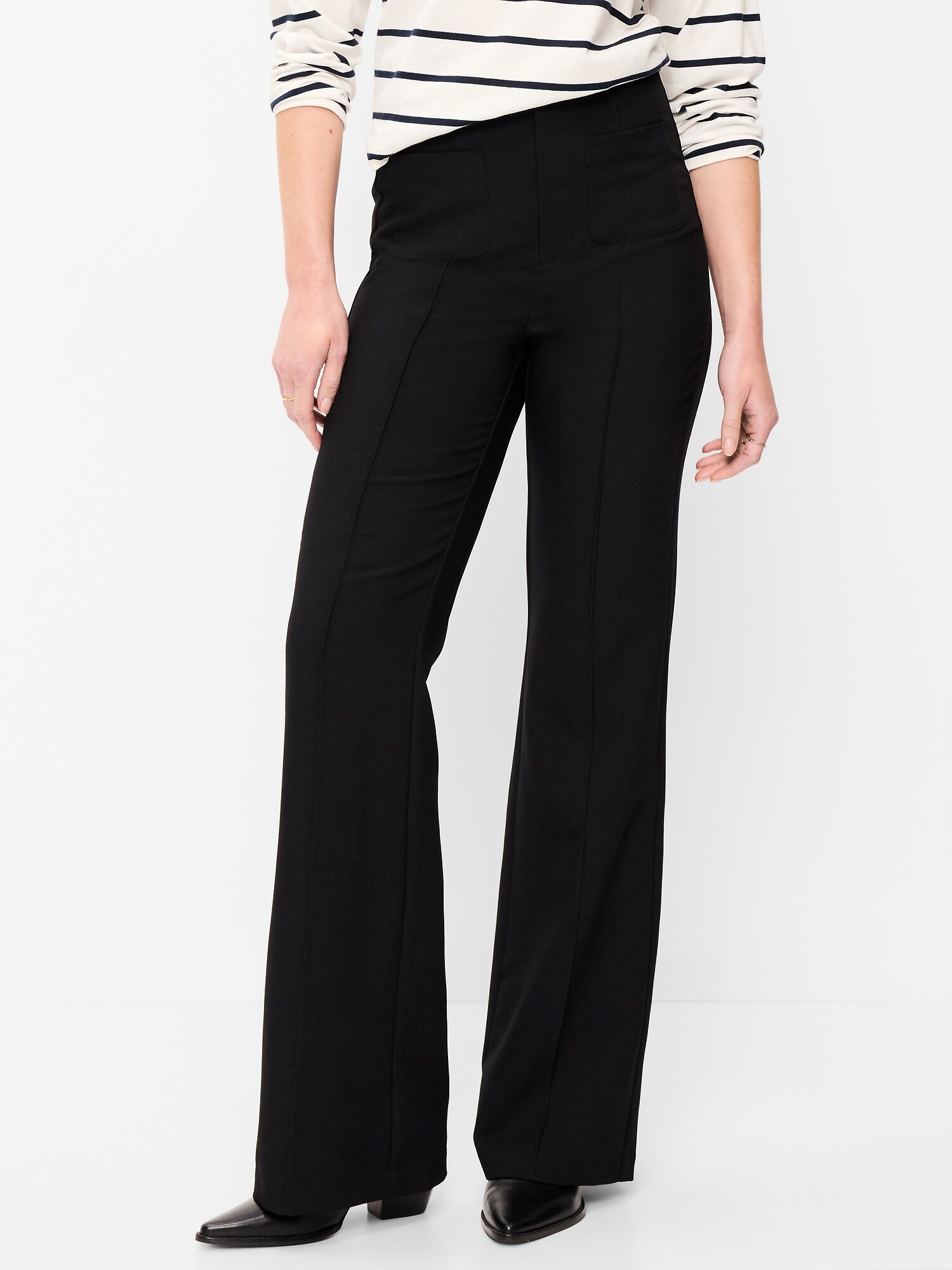 Женские брюки Old Navy High-Waisted Patch Pocket Flare, цвет: Чёрный — фото 2