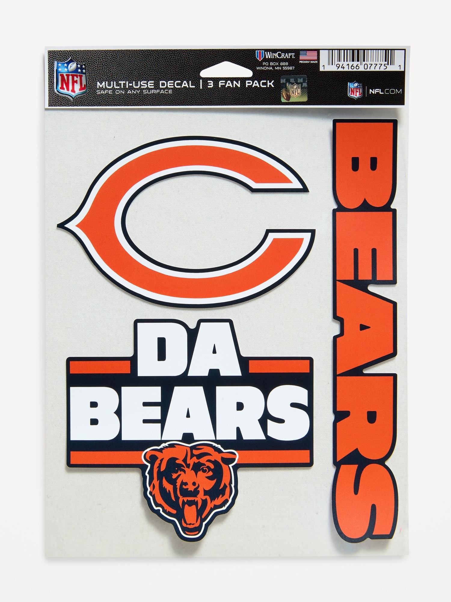 WinCraft® Chicago Bears 3-Pack Multi-Use Decals