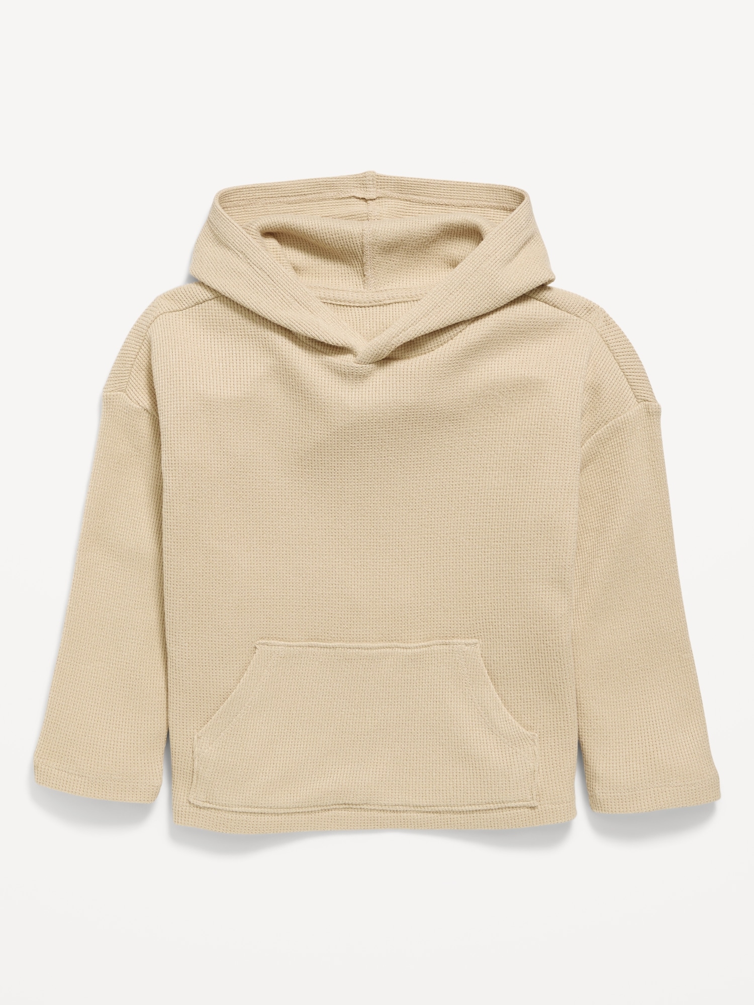 Oversized Waffle-Knit Pullover Hoodie for Toddler Boys