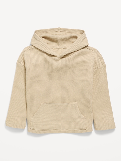 Oversized Waffle-Knit Pullover Hoodie for Toddler Boys