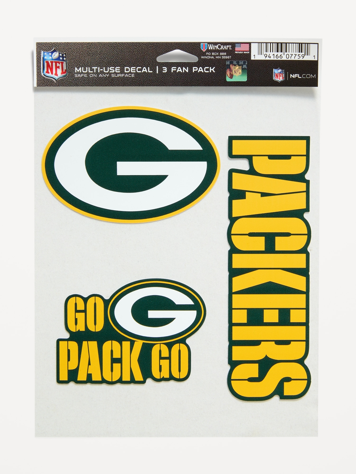 WinCraft® Green Bay Packers 3-Pack Multi-Use Decals