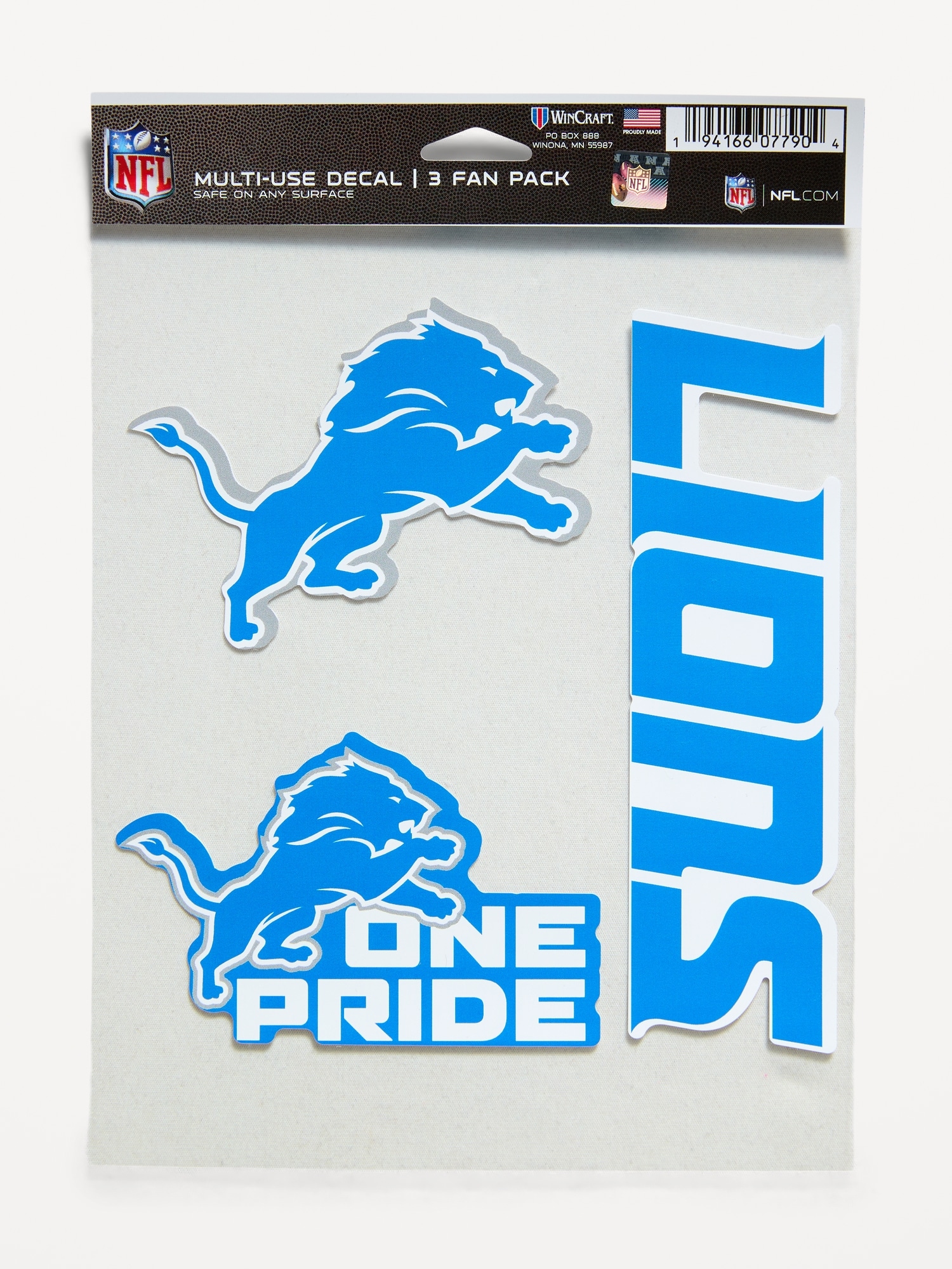 WinCraft® Detroit Lions 3-Pack Multi-Use Decals