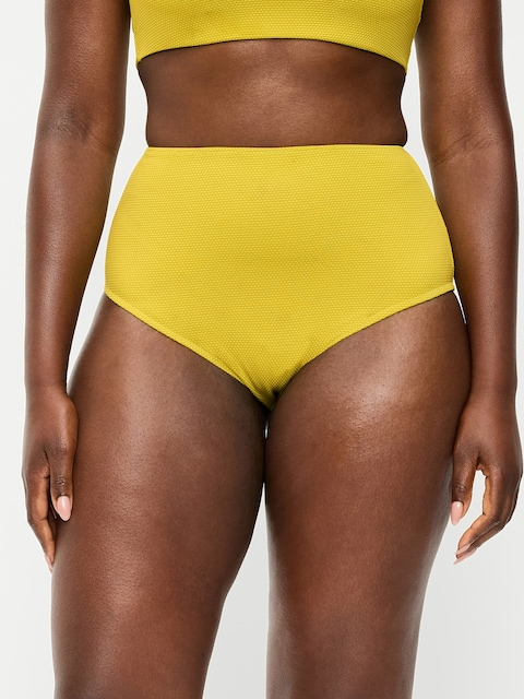 High-Waisted Pique Bikini Swim Bottoms